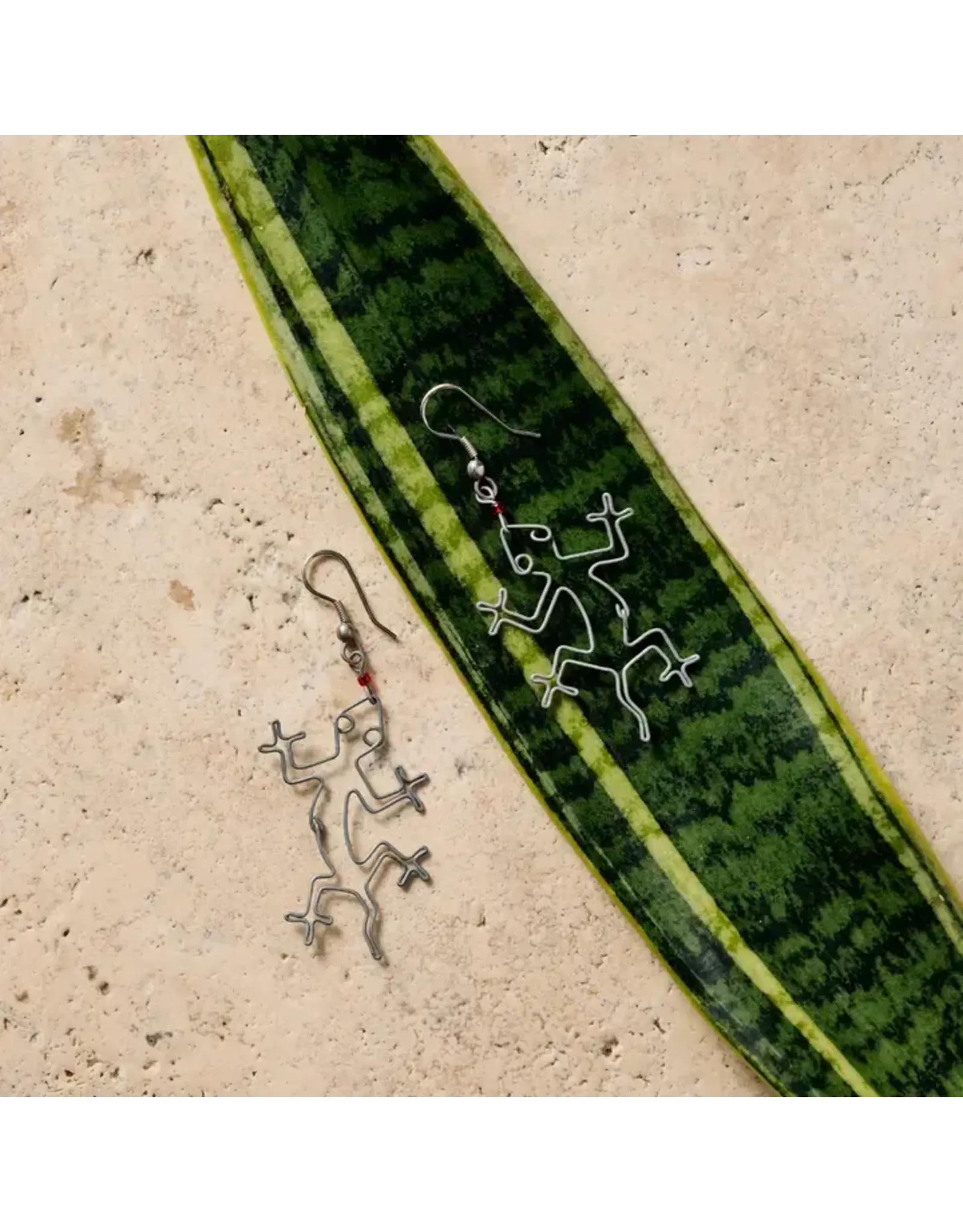 Kenya Mjusi Recycled Wire Gecko Dangle Earrings