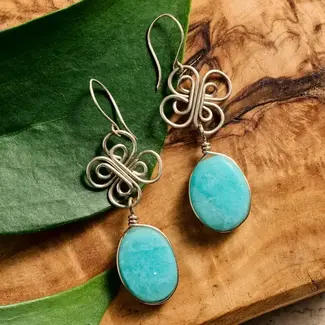Peru Trebol Amazonite Dangle Earrings Peru Trebol Amazonite Dangle Earrings