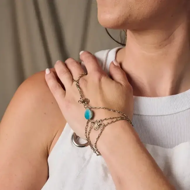 Trebol Amazonite Ring & Hand Chain Bracelet
