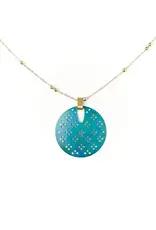India Chameli Teal Blossom Drop Necklace