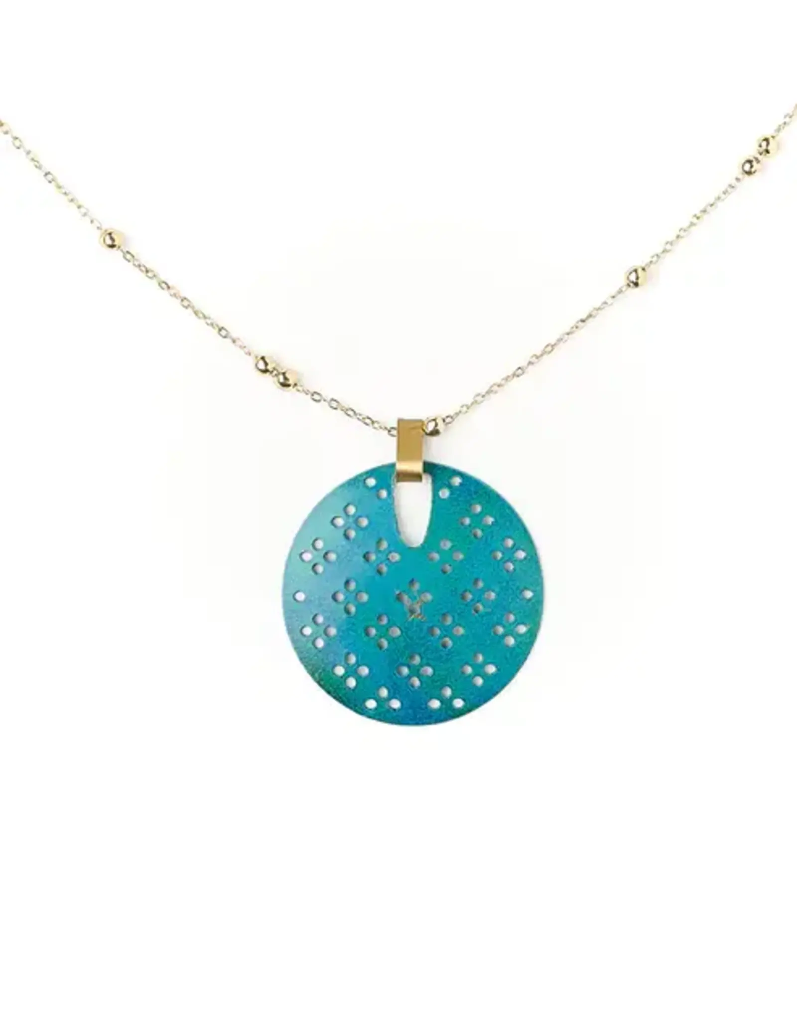 India Chameli Teal Blossom Drop Necklace