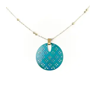 India Chameli Teal Blossom Drop Necklace