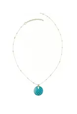 India Chameli Teal Blossom Drop Necklace