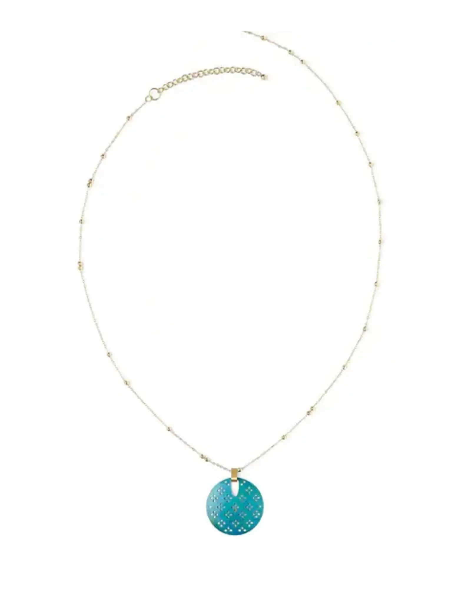 India Chameli Teal Blossom Drop Necklace