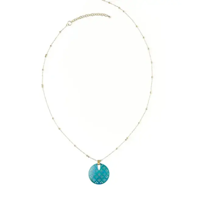 Chameli Teal Blossom Drop Necklace