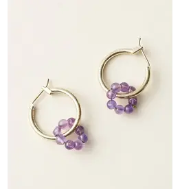 India Jambumani Amethyst Small Hoop Earrings