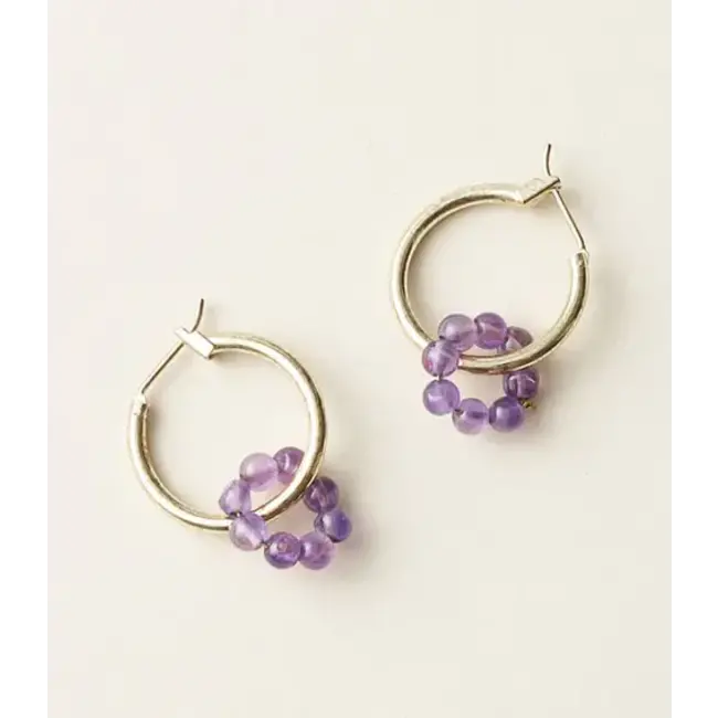 Jambumani Amethyst Small Hoop Earrings