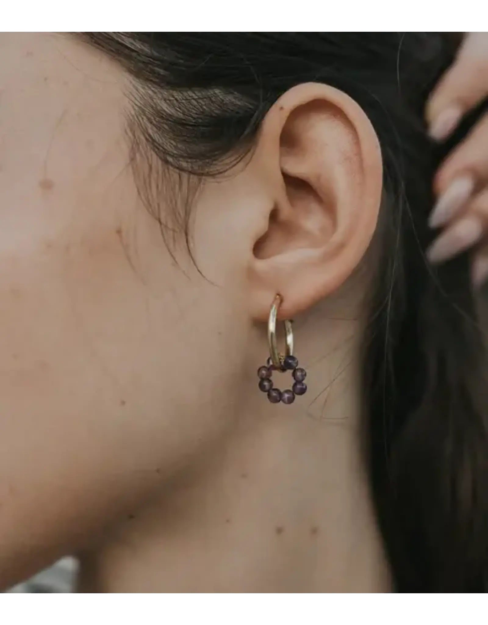 India Jambumani Amethyst Small Hoop Earrings