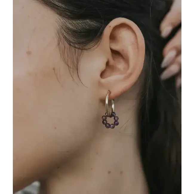 Jambumani Amethyst Small Hoop Earrings