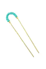 India Jatasya Beaded Hair Pin - Turquoise