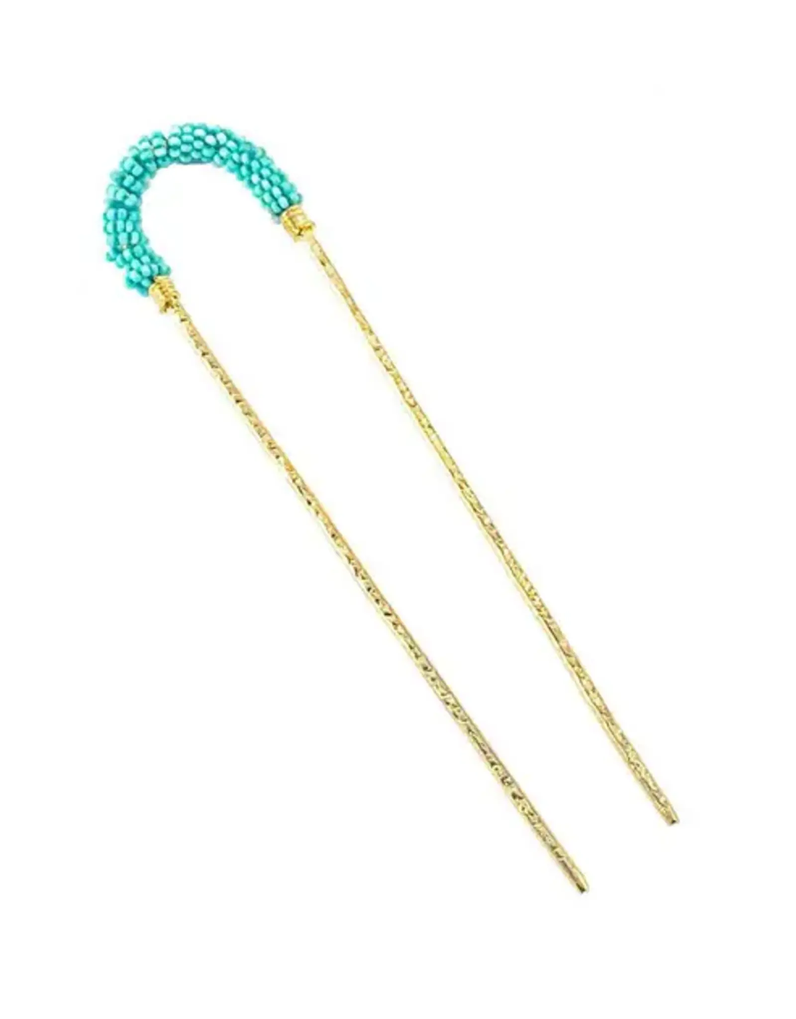 India Jatasya Beaded Hair Pin - Turquoise