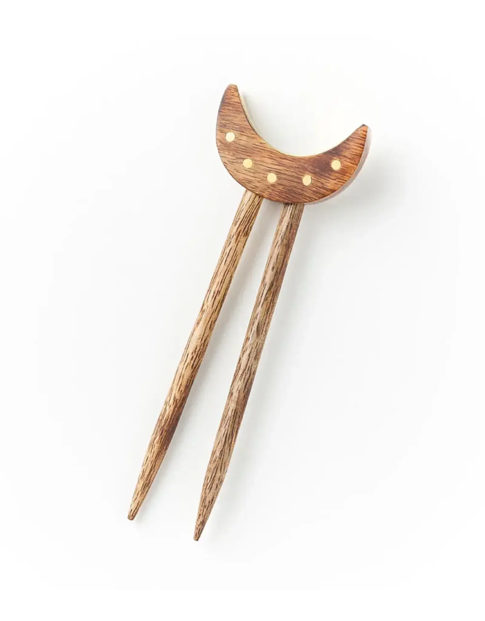 India Jyotisha Crescent Moon Wood Hair Pin