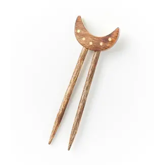 India Jyotisha Crescent Moon Wood Hair Pin
