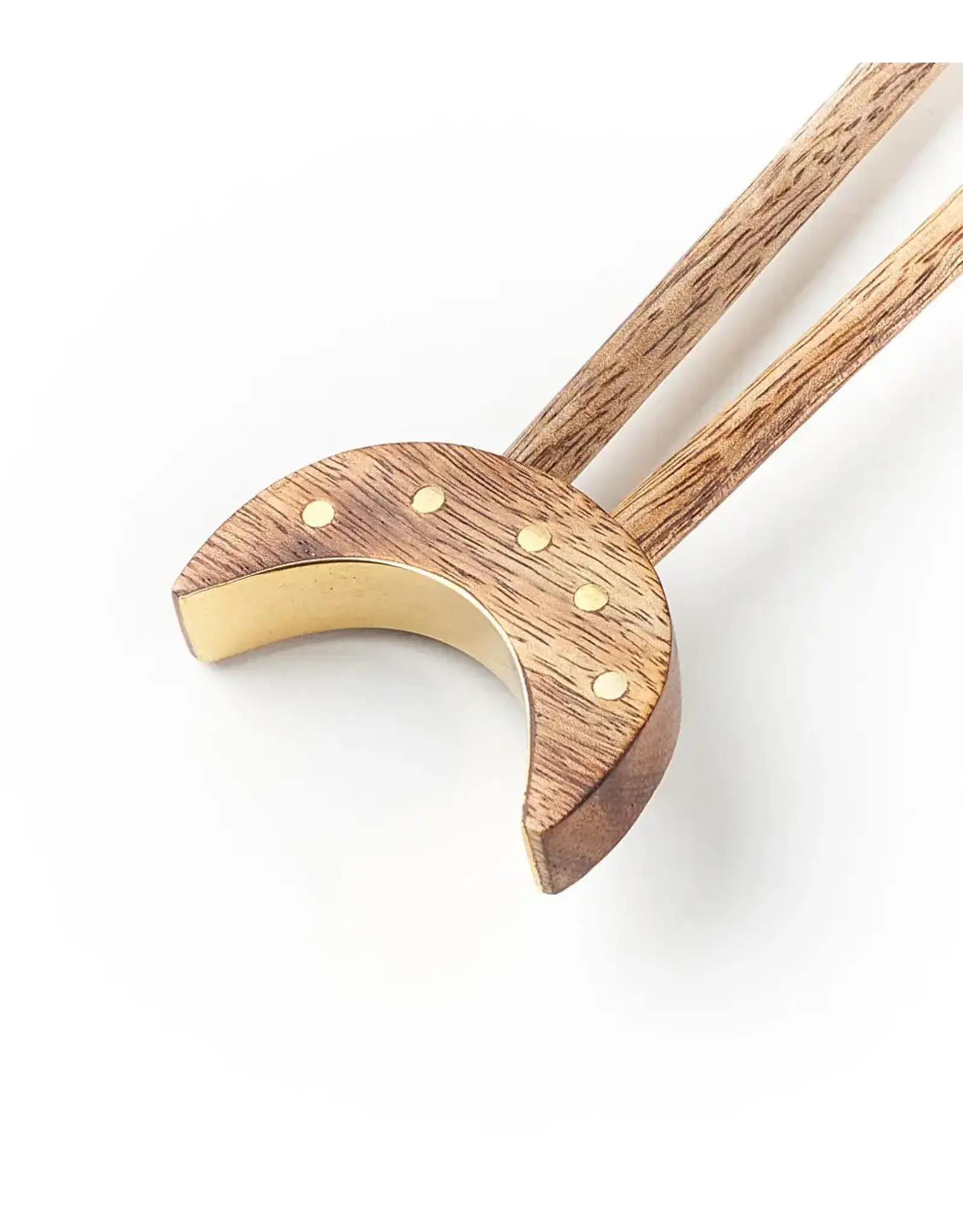 India Jyotisha Crescent Moon Wood Hair Pin