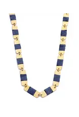 India Kaia Chain Link Drop Necklace w/ Navy Thread