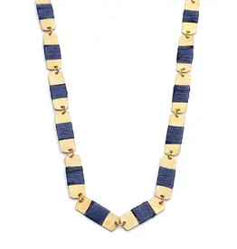 India Kaia Chain Link Drop Necklace w/ Blue Thread