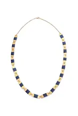 India Kaia Chain Link Drop Necklace w/ Navy Thread