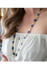 India Kaia Chain Link Drop Necklace w/ Navy Thread