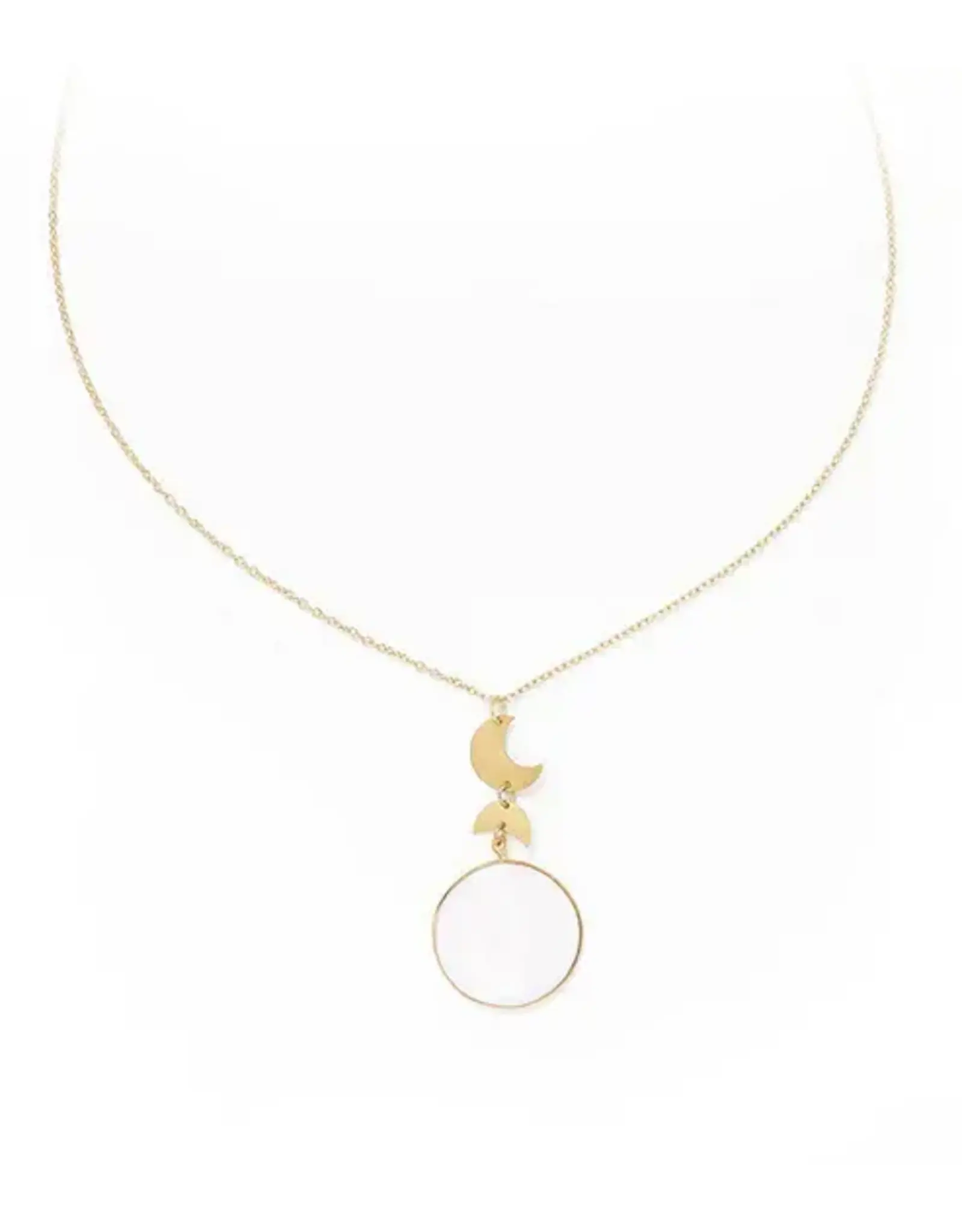 India Rajani Moon Phase Drop Mother of Pearl Necklace