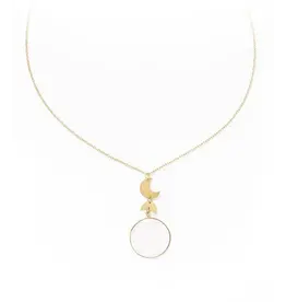 India Rajani Moon Phase Drop Mother of Pearl Necklace
