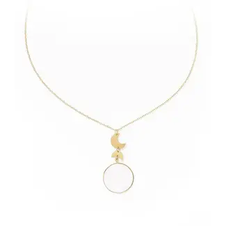 India Rajani Moon Phase Drop Mother of Pearl Necklace