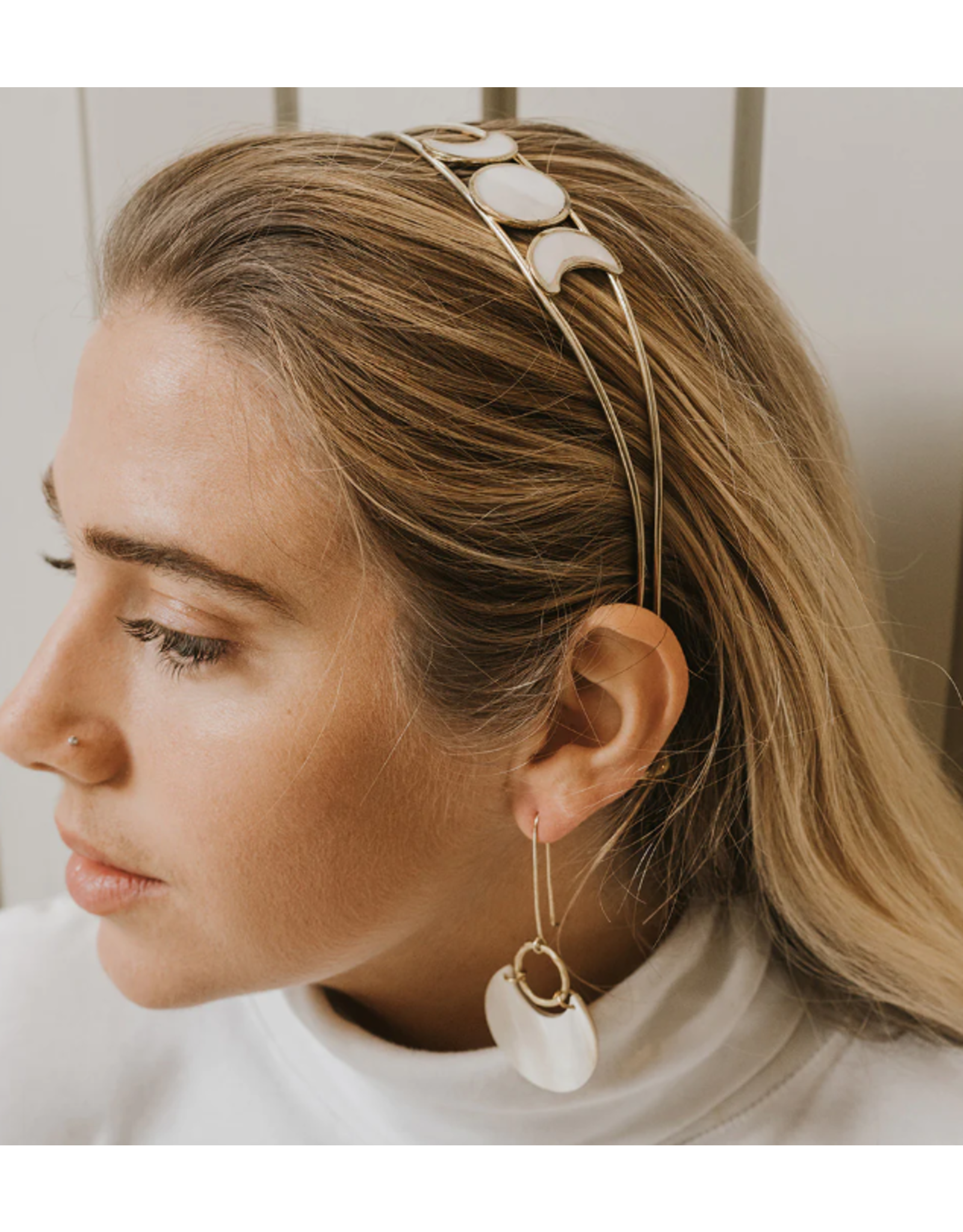 India Rajani Mother of Pearl Moon Phase Headband