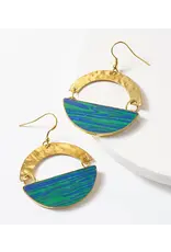 India Ria Blue Green Swirl Drop Earrings