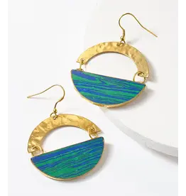 India Ria Blue Green Swirl Drop Earrings