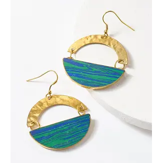India Ria Blue Green Swirl Drop Earrings