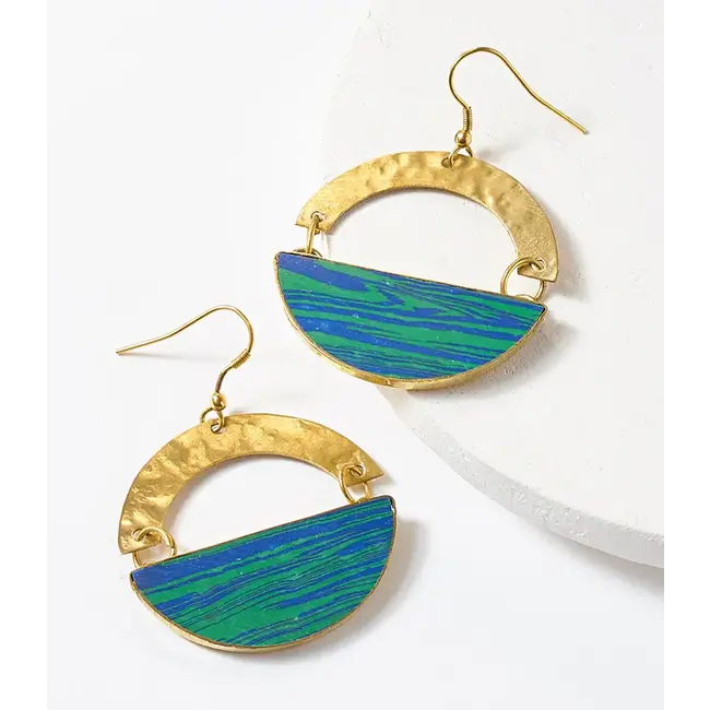 Ria Blue Green Swirl Drop Earrings