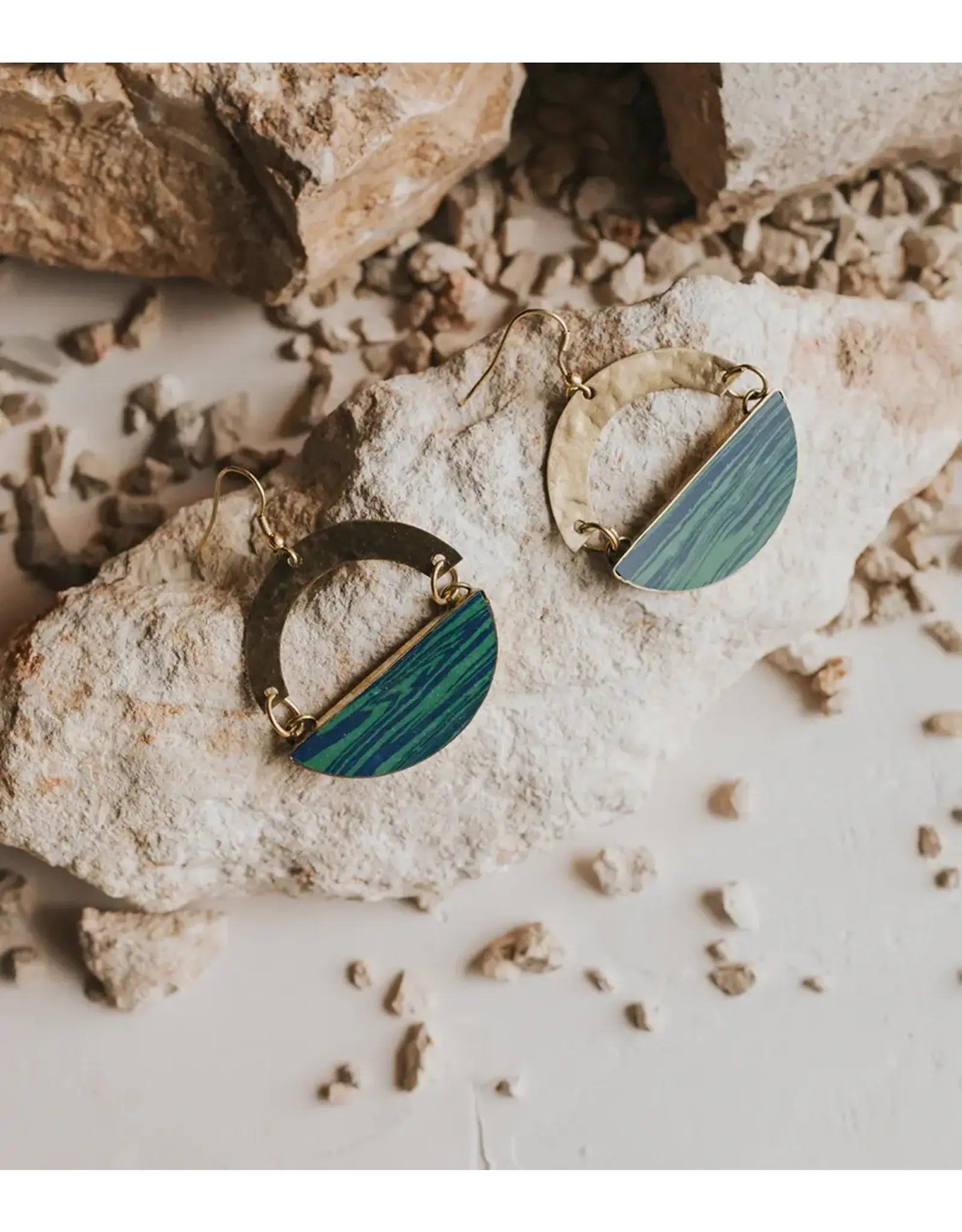 India Ria Blue Green Swirl Drop Earrings