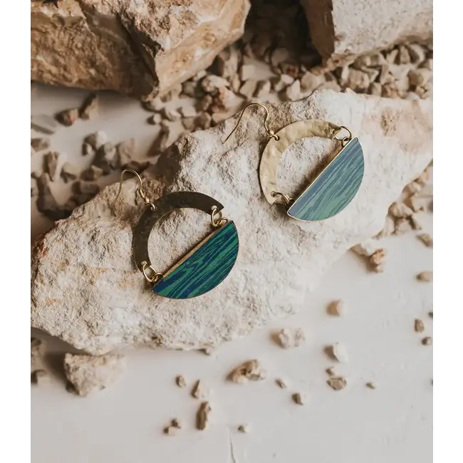Ria Blue Green Swirl Drop Earrings