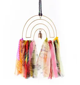 India Swapna Upcycled Sari Rainbow Bell Wind Chime