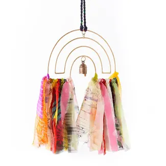 India Swapna Upcycled Sari Rainbow Bell Wind Chime