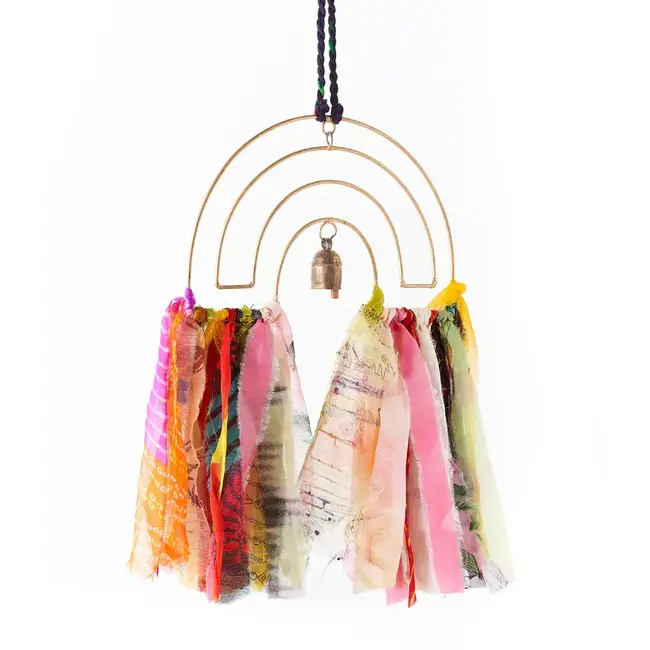 Swapna Upcycled Sari Rainbow Bell Wind Chime