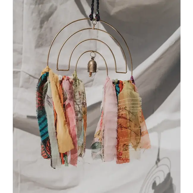 Swapna Upcycled Sari Rainbow Bell Wind Chime