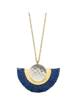 India Vitana Cosmos Fringe Drop Necklace - Navy