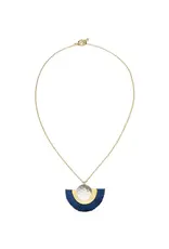 India Vitana Cosmos Fringe Drop Necklace - Navy