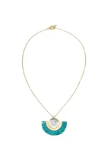 India Vitana Cosmos Fringe Drop Necklace - Teal