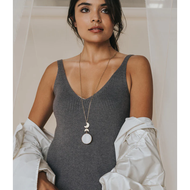 Rajani Moon Phase Drop Mother of Pearl Necklace