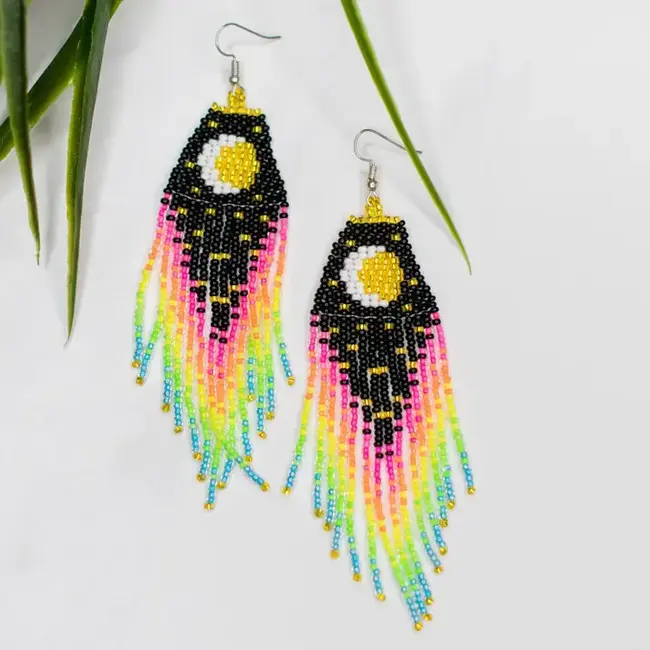 Crescent Moon Fringe Earrings