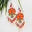 Beaded Moonflower Earrings - Orange