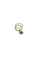 India Petite Flower Charm Brass Ring