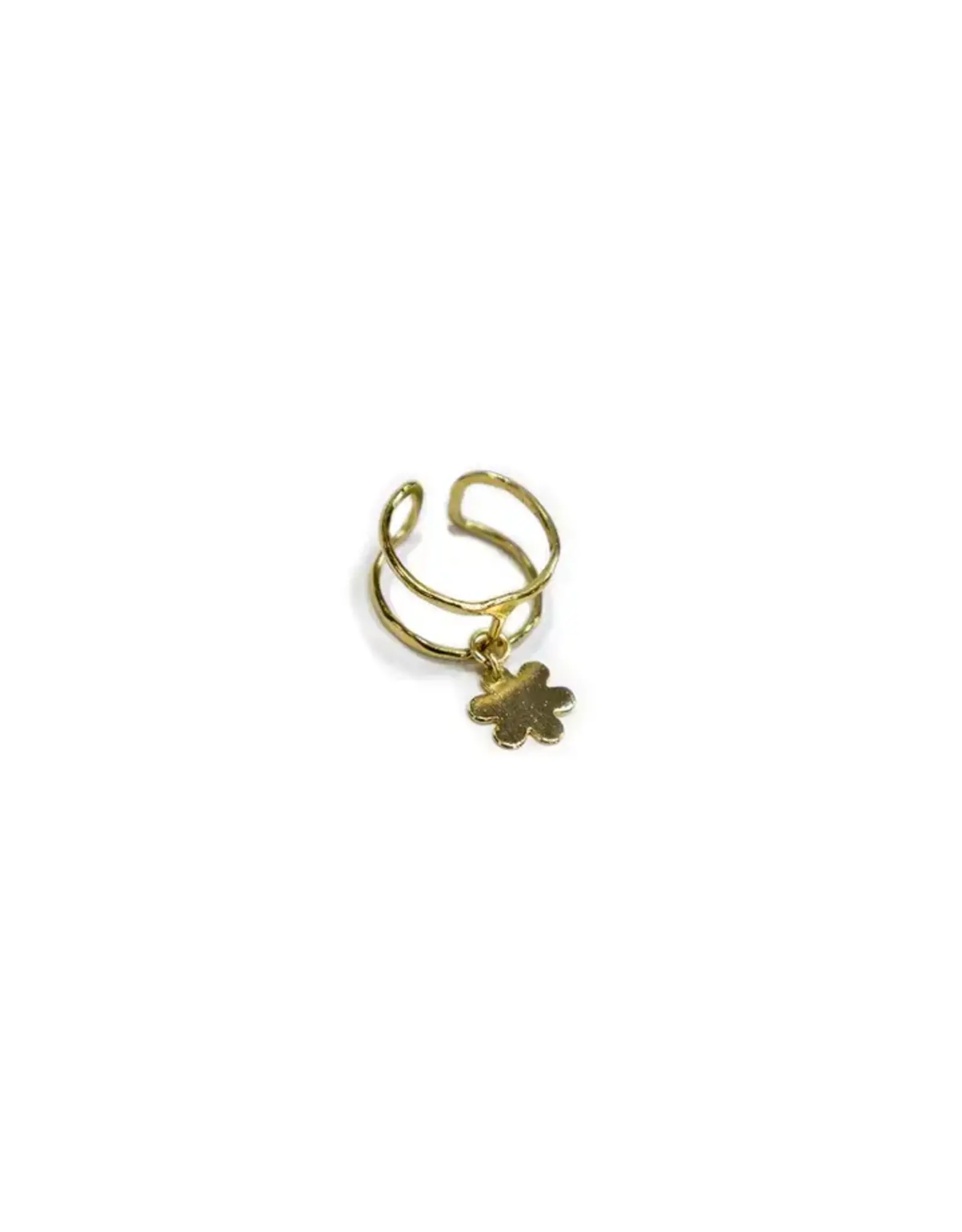 India Petite Flower Charm Brass Ring