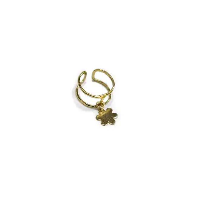 Petite Flower Charm Brass Ring