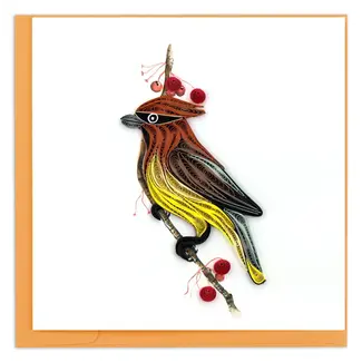 Vietnam Quilled Card -  Cedar Waxwing