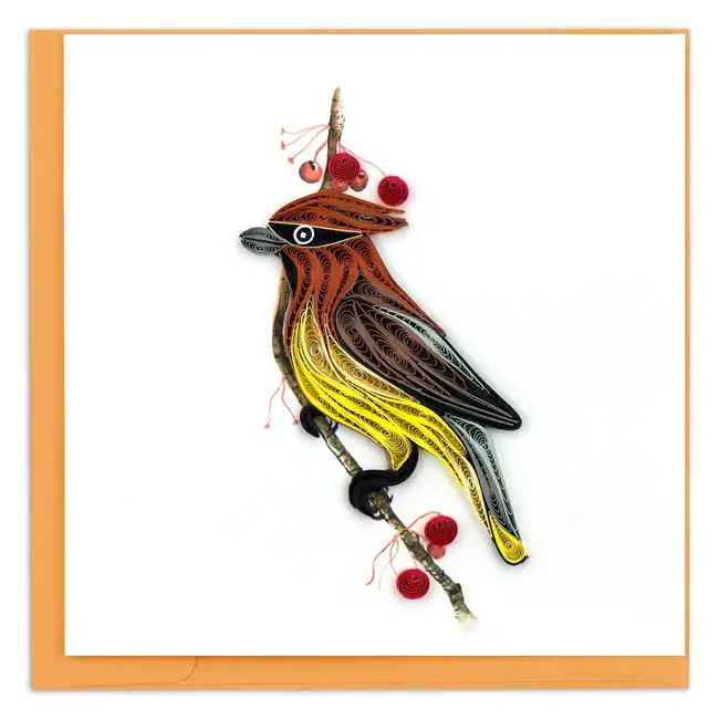 Quilled Card -  Cedar Waxwing