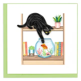 Vietnam Quilled Card - Mischevious Cat