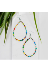 Guatemala Rainbow Beaded Hoop Earrings