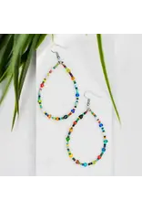 Guatemala Rainbow Beaded Hoop Earrings